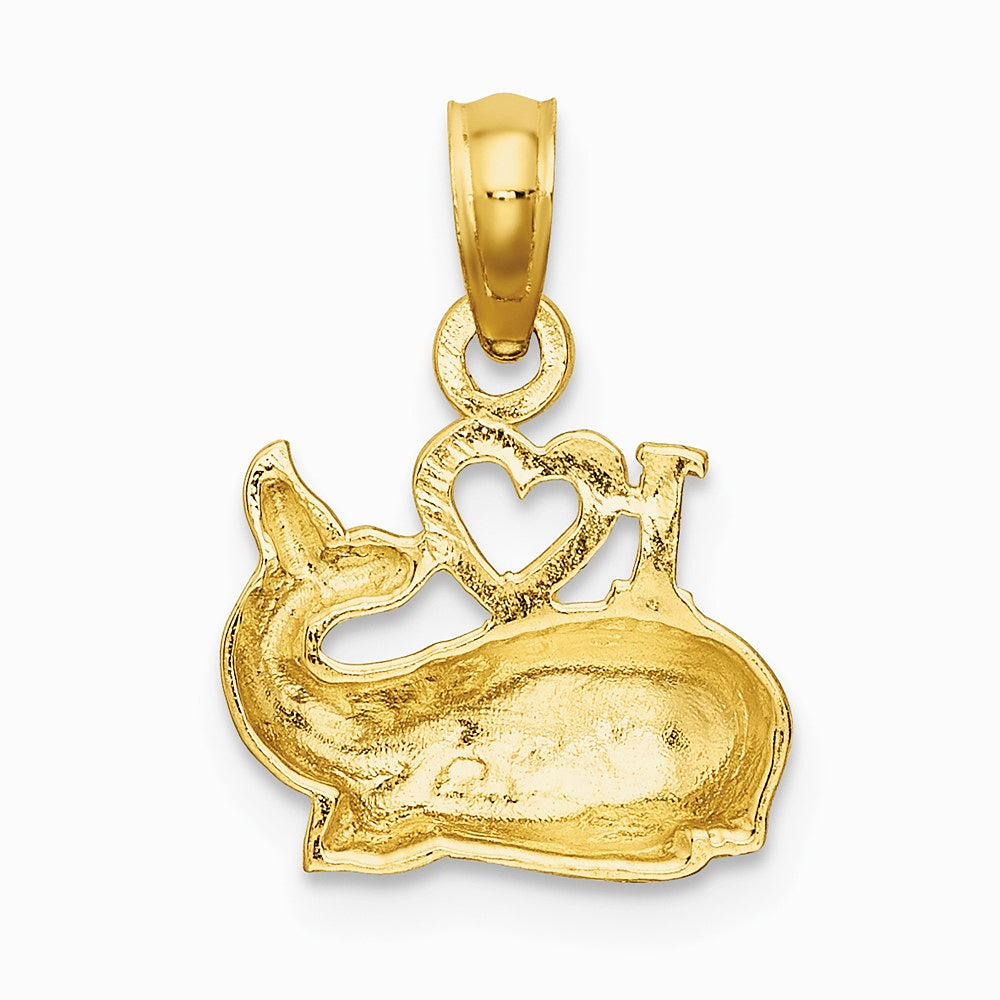 10K / 14K Yellow Gold Polished I HEART WHALES Charm - Product Photo