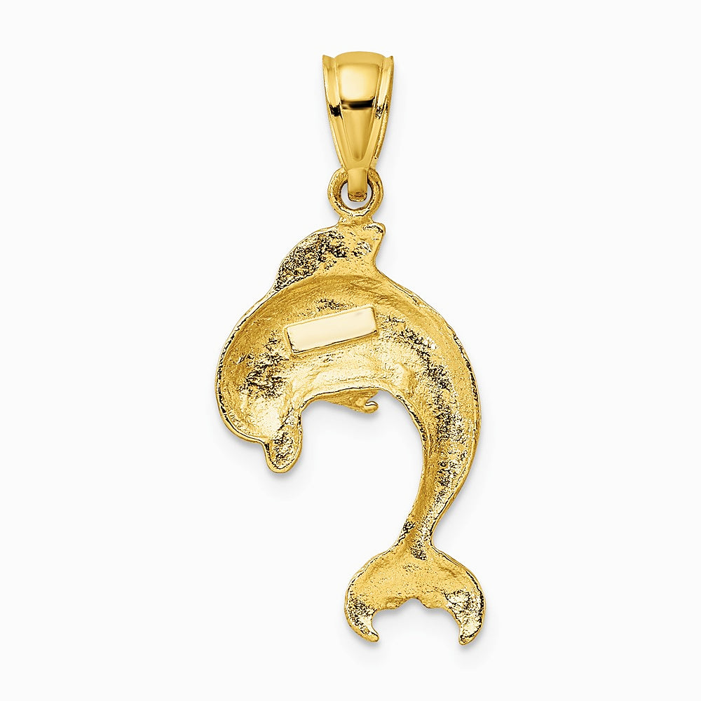 10K / 14K Yellow Gold Polished Dolphin Jumping Charm - Product Photo