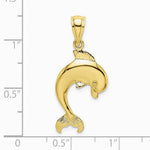 10K / 14K Yellow Gold Polished Dolphin Jumping Charm - Product Photo