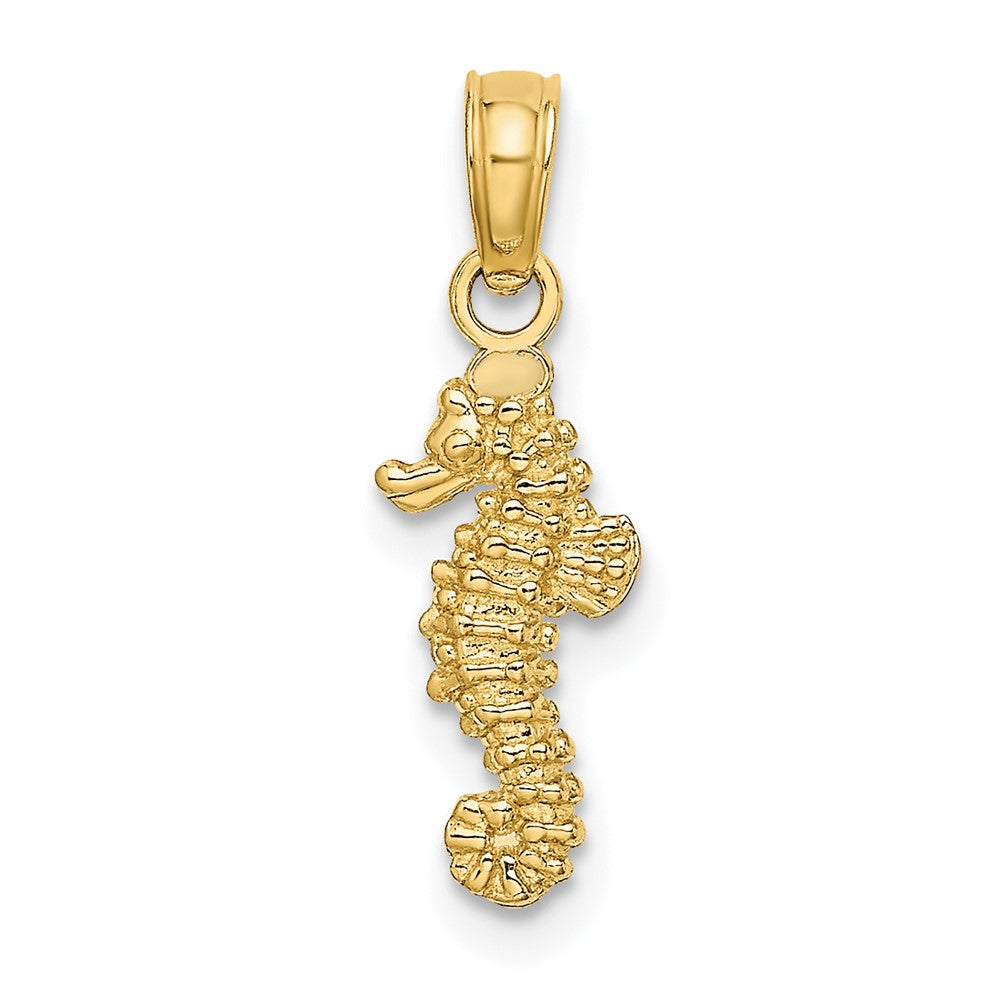 10K / 14K Yellow Gold 3-D Mini Seahorse Charm - Product Photo