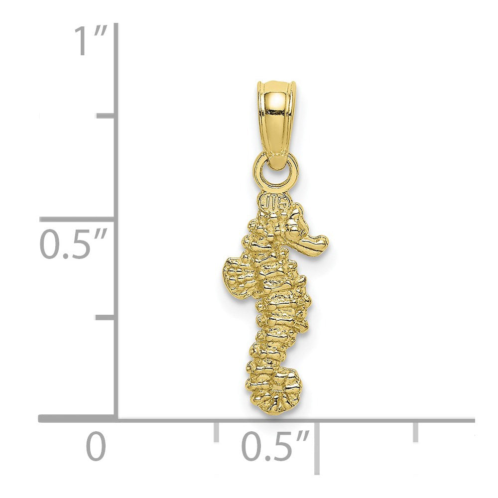 10K / 14K Yellow Gold 3-D Mini Seahorse Charm - Product Photo