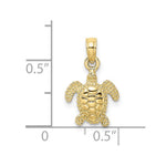 10K / 14K Yellow Gold 3-D Mini Sea Turtle Charm - Product Photo
