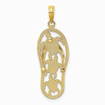 10K / 14K Yellow Gold Triple Turtle Flip-Flop Charm - Product Photo