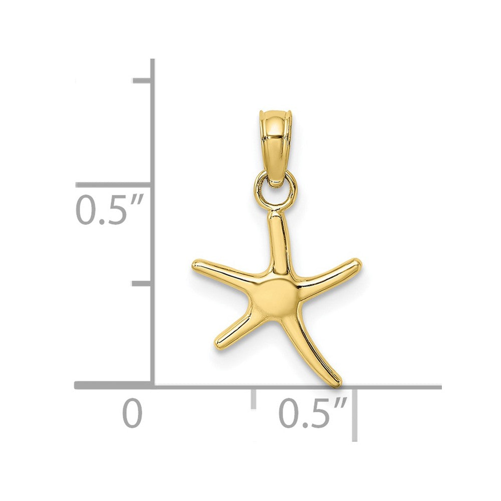 10K / 14K Yellow Gold Polished Mini Dancing Starfish w/ Bail Charm - Product Photo