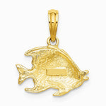 10K / 14K Yellow Gold Polished Textured Fish Charm - Product Photo