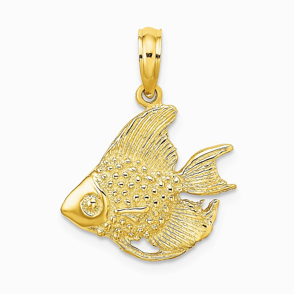 10K / 14K Yellow Gold Textured Fish Charm - Product Photo