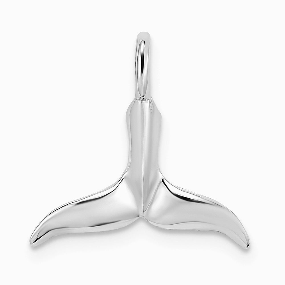 10K / 14K White Gold 3-D Polished Whale Tail Charm - Product Photo
