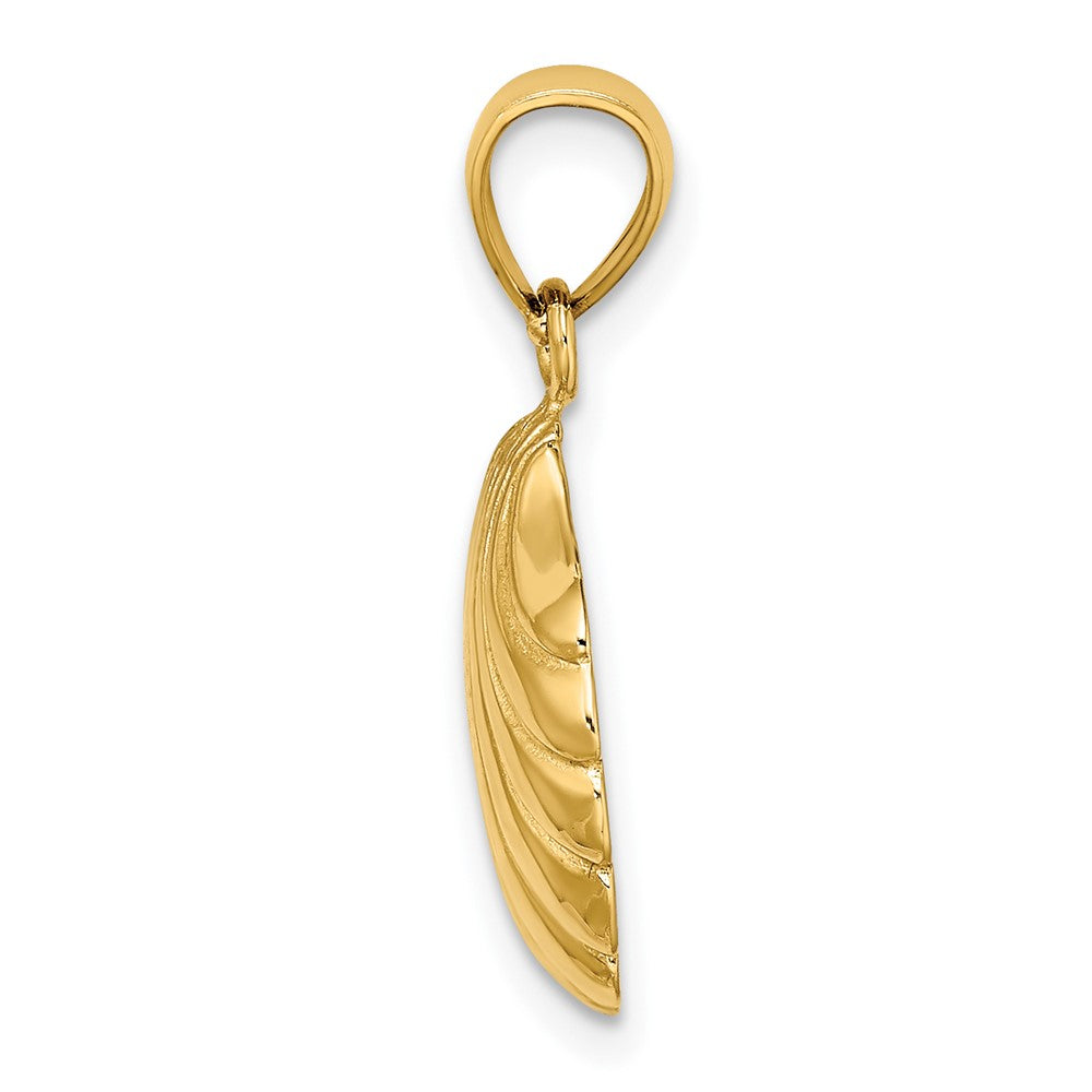 10K / 14K Yellow Gold Polished 2-D Scallop Shell Charm - Product Photo