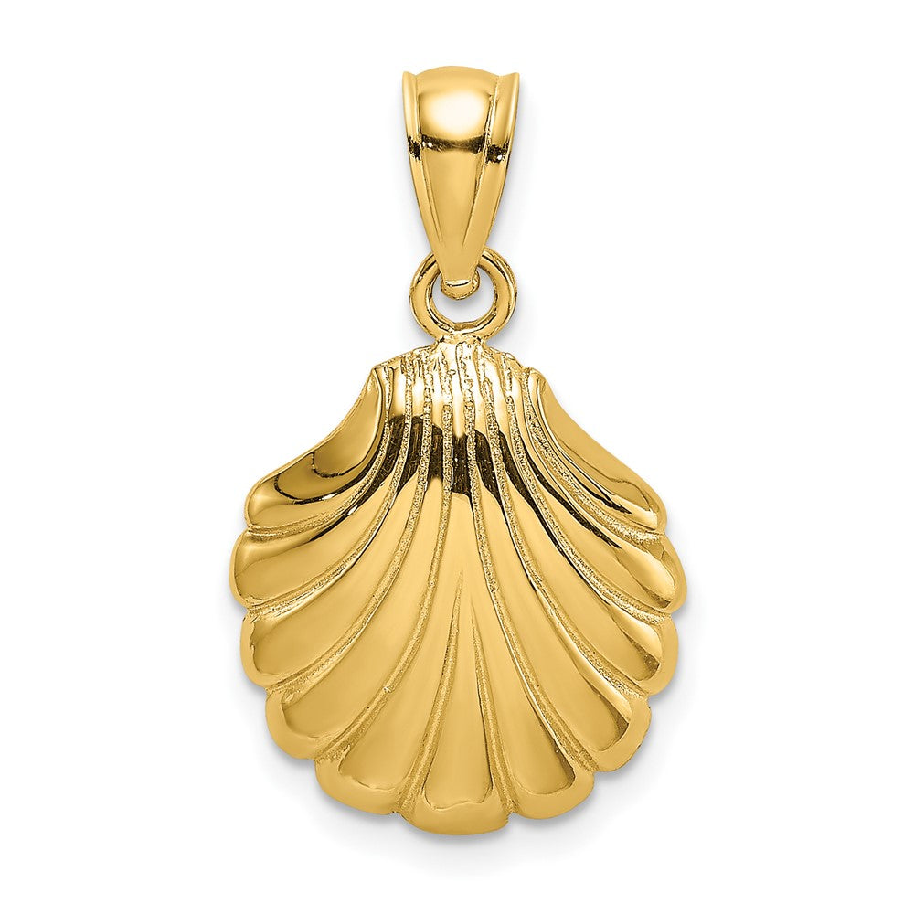 10K / 14K Yellow Gold Polished 2-D Scallop Shell Charm
