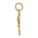 10K / 14K Yellow Gold Textured Mini Double Dolphins and Waves Charm - Product Photo