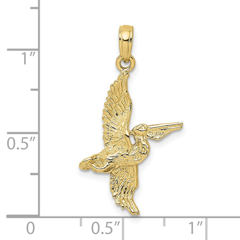 10K / 14K Yellow Gold 3-D Pelican Flying Charm - Product Photo