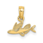 10K / 14K Yellow Gold Mini Flying Fish Charm - Product Photo