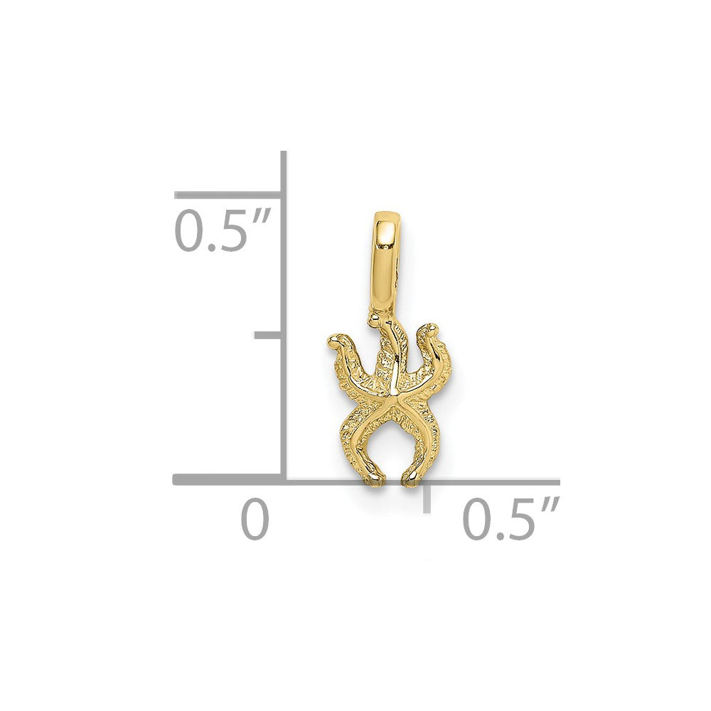 10K / 14K Yellow Gold Mini Starfish W/Fixed Bail Charm - Product Photo
