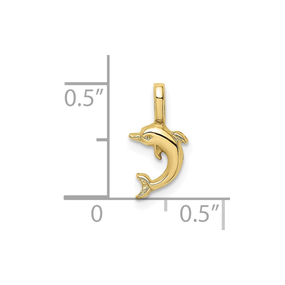 10K / 14K Yellow Gold Mini Jumping Dolphin w/ Fixed Bail Charm - Product Photo