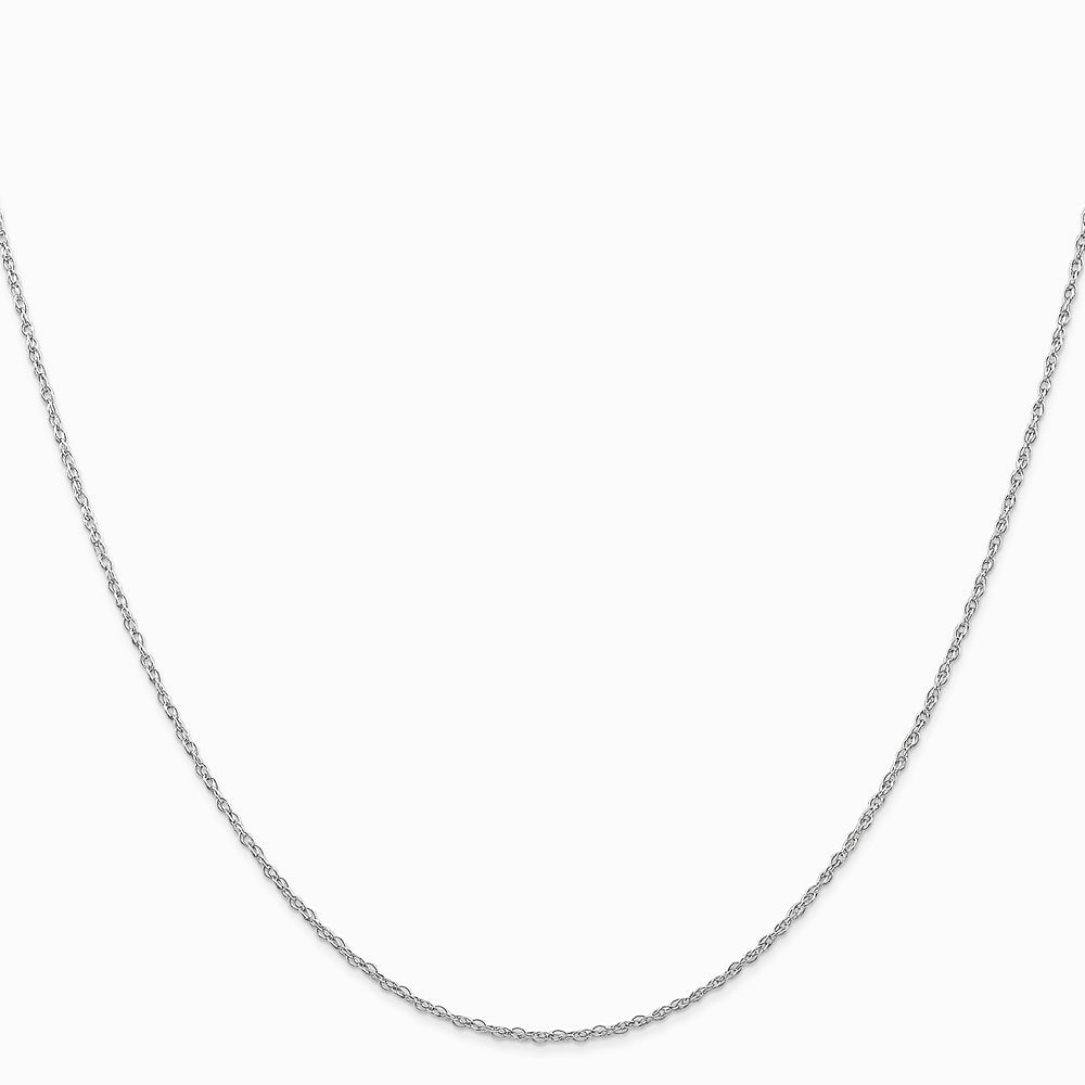 10K White Gold .7mm Carded Cable Rope Chain Necklace 16"-24" - Product Photo