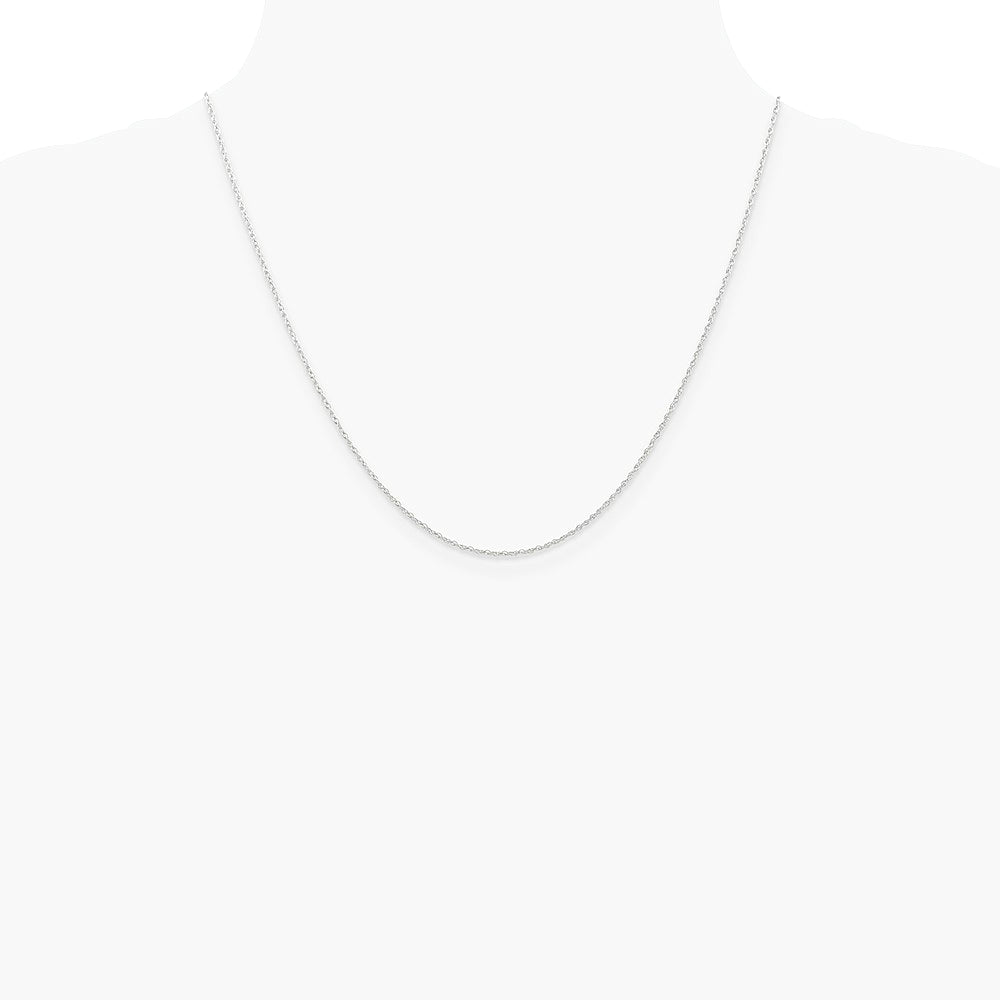 10K White Gold .7mm Carded Cable Rope Chain Necklace 16"-24" - Product Photo