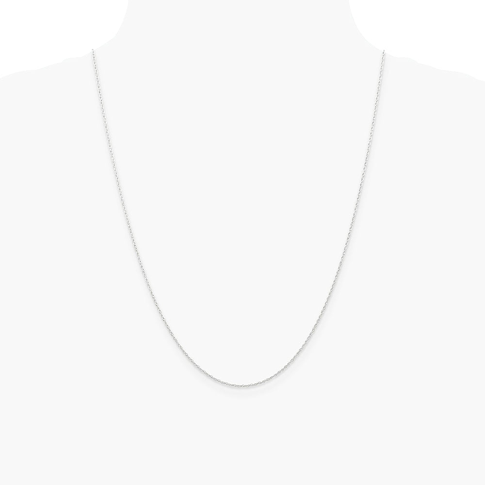 10K White Gold .7mm Carded Cable Rope Chain Necklace 16"-24" - Product Photo