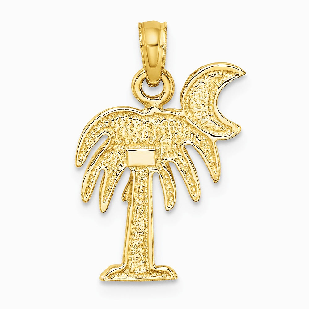 10K / 14K Yellow Gold Polished Charleston Palm Tree Charm - Product Photo