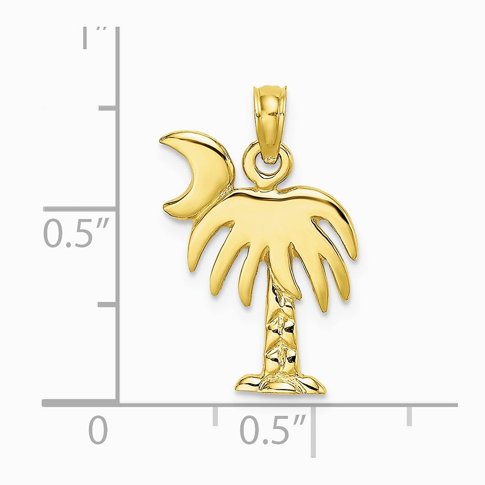 10K / 14K Yellow Gold Polished Charleston Palm Tree Charm - Product Photo