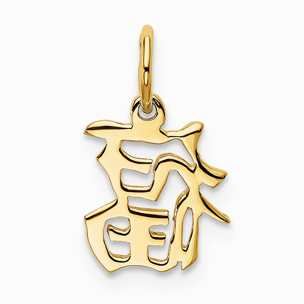10K / 14K Yellow Gold Chinese Symbol "Good Luck" Charm - Product Photo