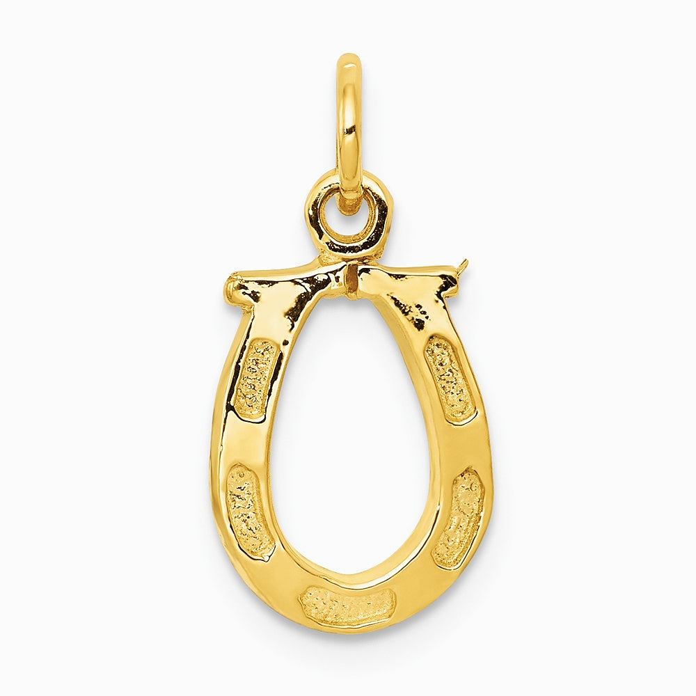 10K / 14K Yellow Gold Solid Polished Horseshoe Charm - Product Photo