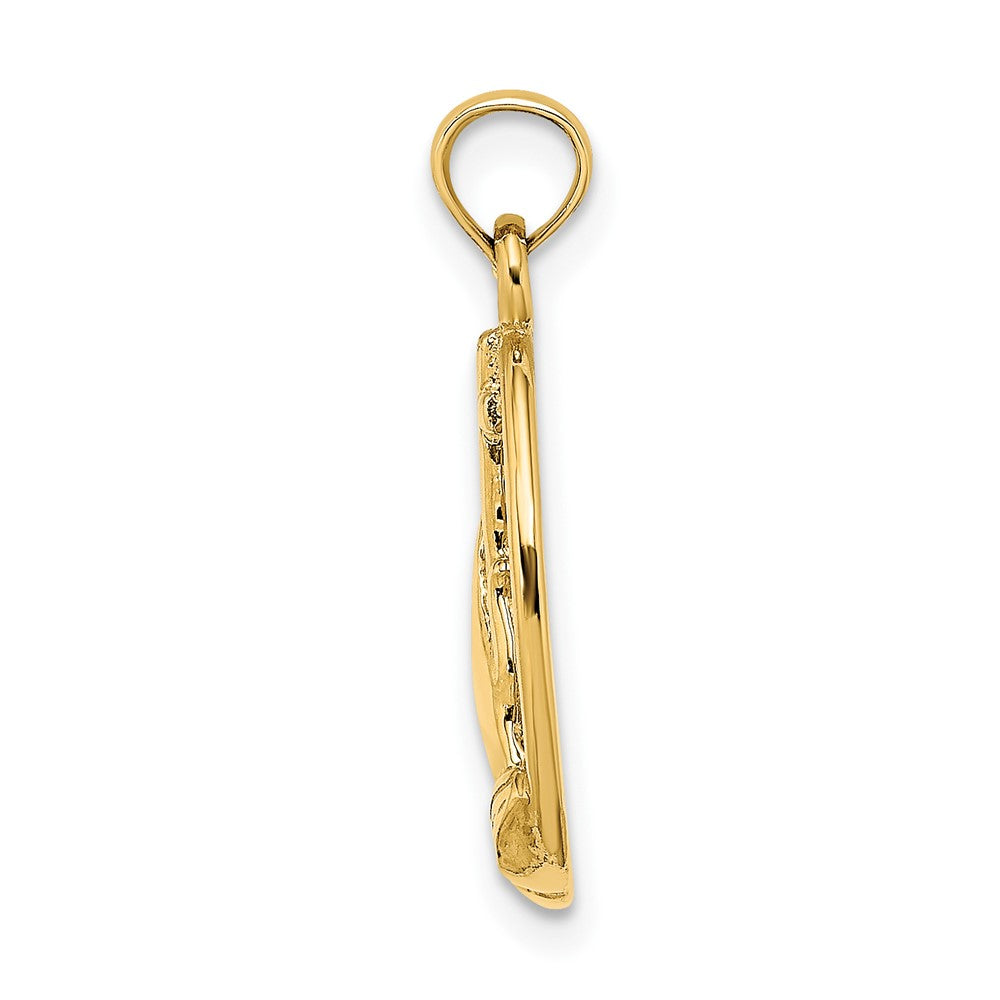10K / 14K Yellow Gold Praying Hands and Cross In Oval Charm - Product Photo