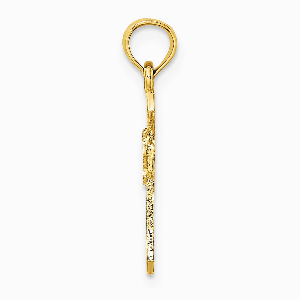 10K / 14K Yellow Gold Cut-Out Cross w/ Dove Charm - Product Photo