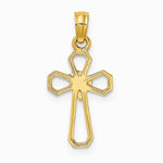 10K / 14K Yellow Gold Cut-Out Cross w/ Dove Charm - Product Photo