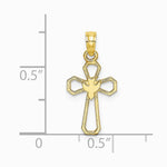 10K / 14K Yellow Gold Cut-Out Cross w/ Dove Charm - Product Photo