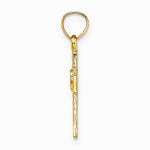 10K / 14K Yellow Gold Cut-Out Cross w/ Heart Charm - Product Photo