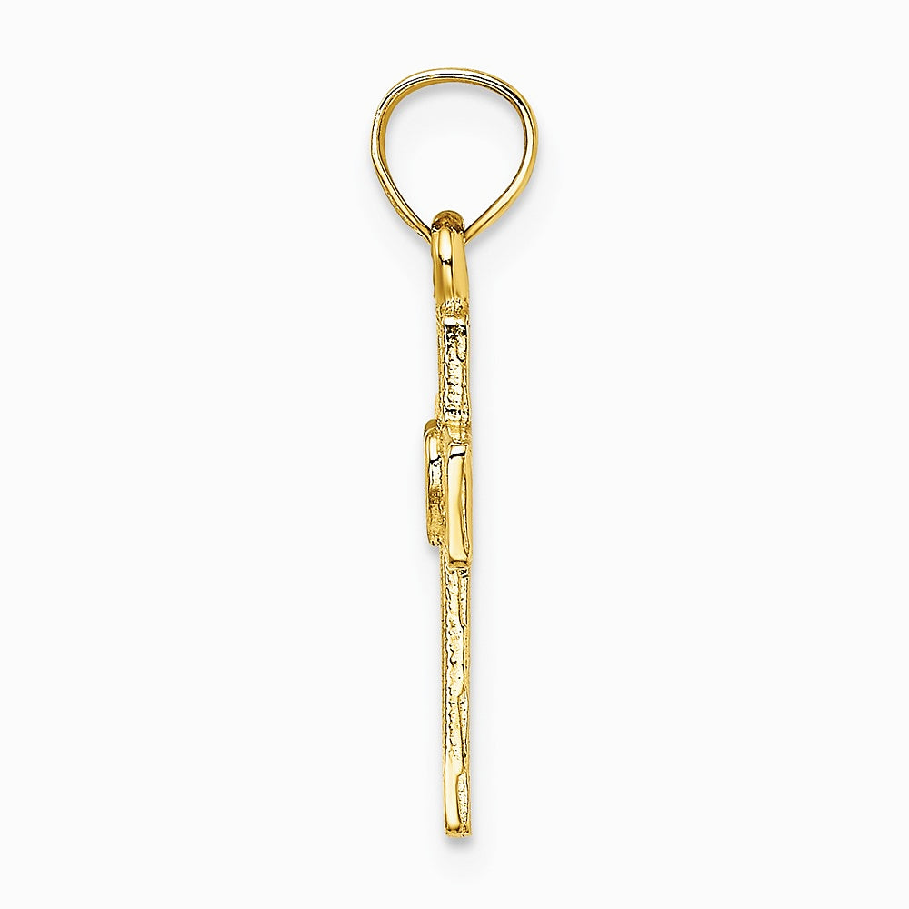 10K / 14K Yellow Gold Cut-Out Cross w/ Heart Charm - Product Photo