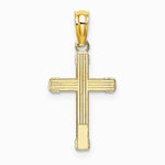 10K / 14K Yellow Gold Textured w/ Center Heart Small Cross Charm - Product Photo