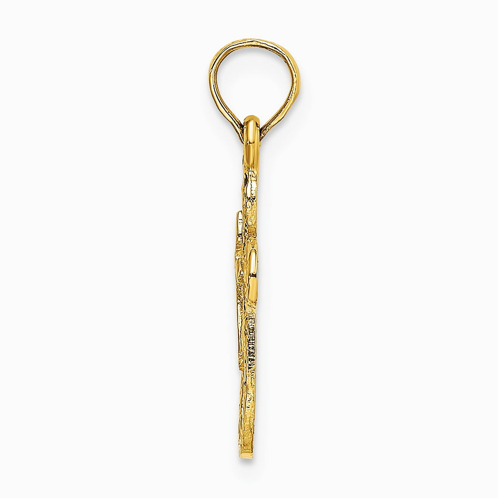 10K / 14K Yellow Gold Cut-Out Cross w/ Small Interior Cross Charm - Product Photo
