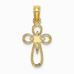 10K / 14K Yellow Gold Cut-Out Cross w/ Small Interior Cross Charm - Product Photo