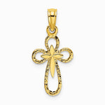 10K / 14K Yellow Gold Cut-Out Cross w/ Small Interior Cross Charm - Product Photo