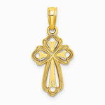 10K / 14K Yellow Gold Cut-Out Polished Textured Cross Charm - Product Photo