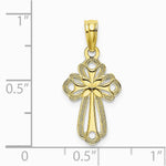 10K / 14K Yellow Gold Cut-Out Polished Textured Cross Charm - Product Photo