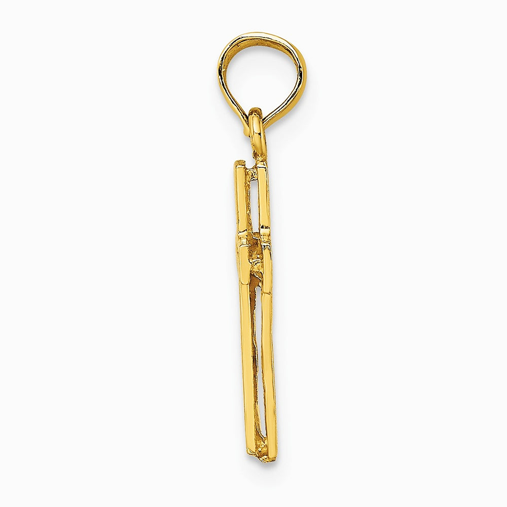 10K / 14K Yellow Gold 2-D Polished Textured Cross Charm - Product Photo