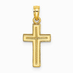 10K / 14K Yellow Gold 2-D Polished Textured Cross Charm - Product Photo