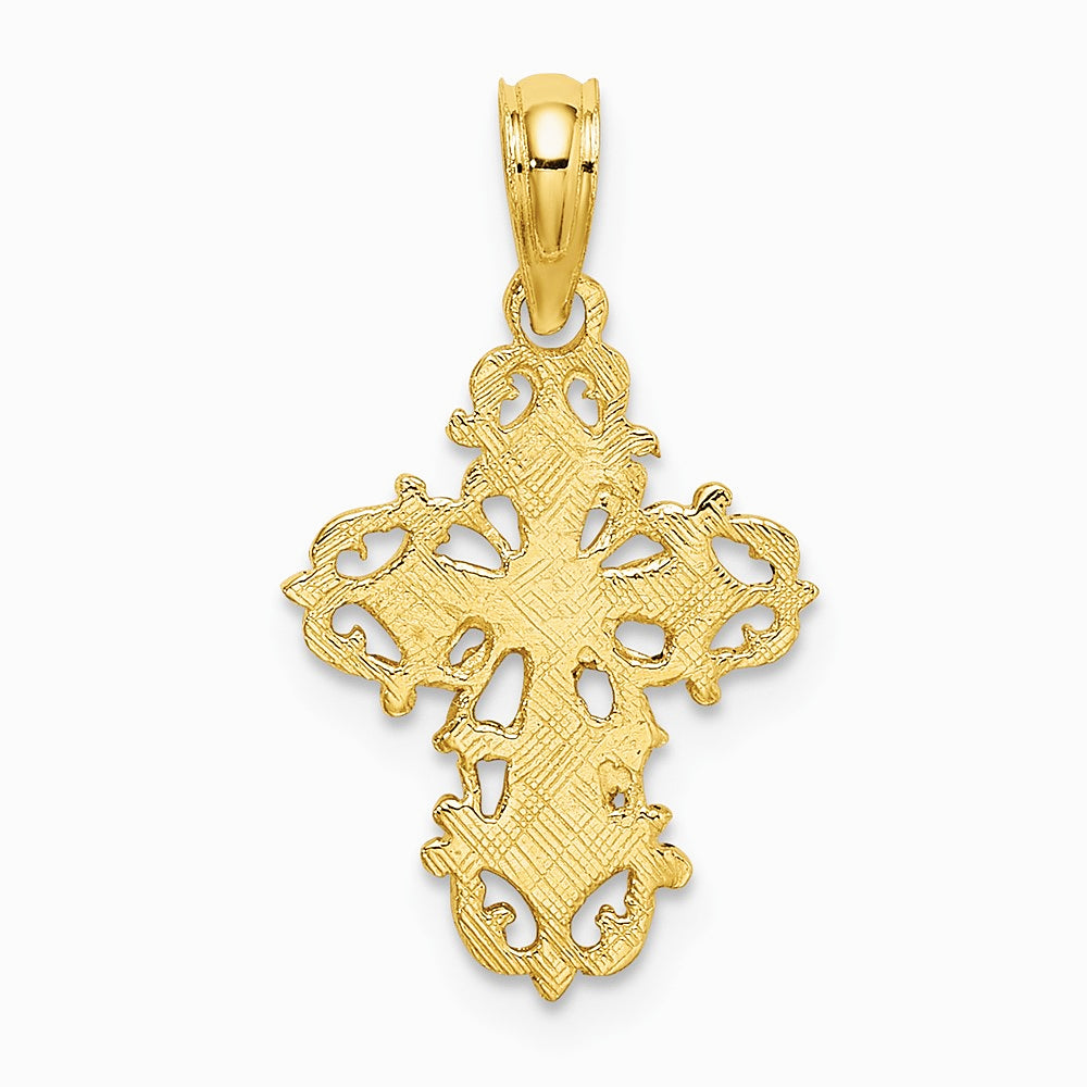 10K / 14K Yellow Gold Cut-Out Delicate Cross Charm - Product Photo