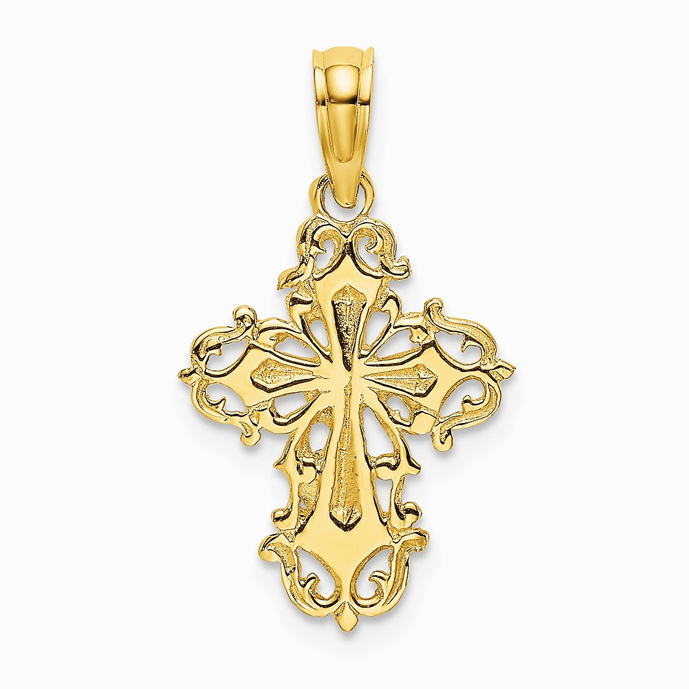 10K / 14K Yellow Gold Cut-Out Delicate Cross Charm