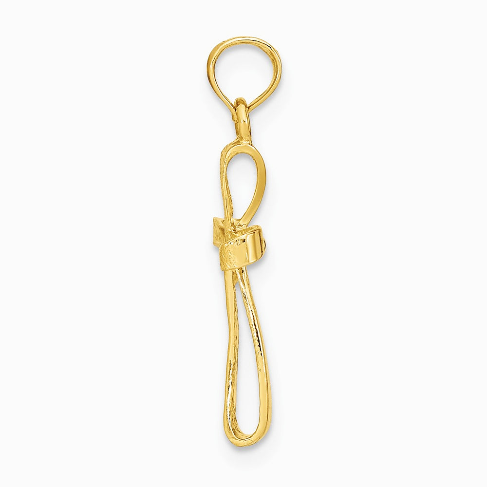 10K / 14K Yellow Gold 3-D Engraved Polished Twisted Cross Charm - Product Photo