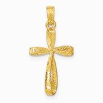 10K / 14K Yellow Gold 3-D Engraved Polished Twisted Cross Charm - Product Photo