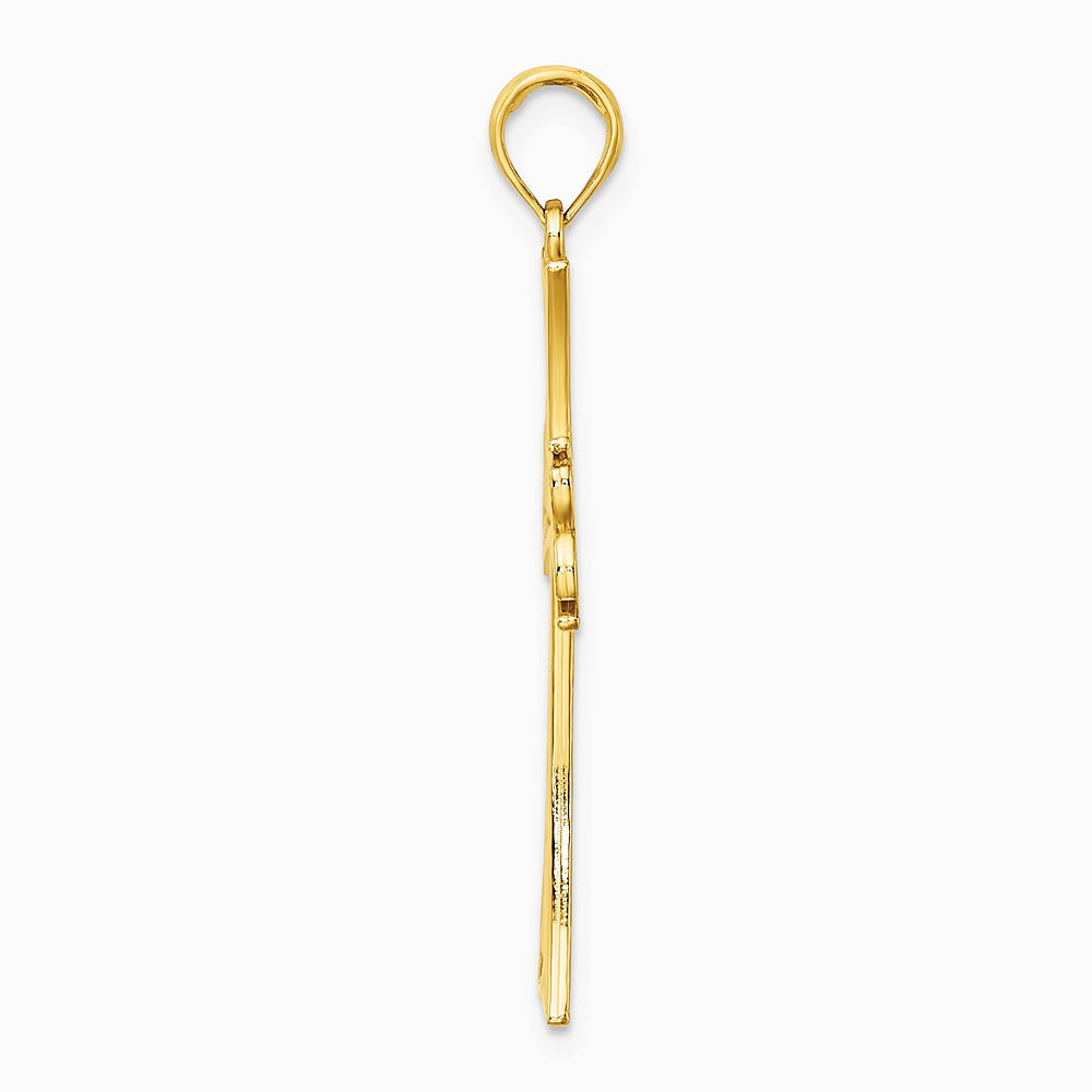10K / 14K Yellow Gold Polished Celtic Knot Cross Charm - Product Photo