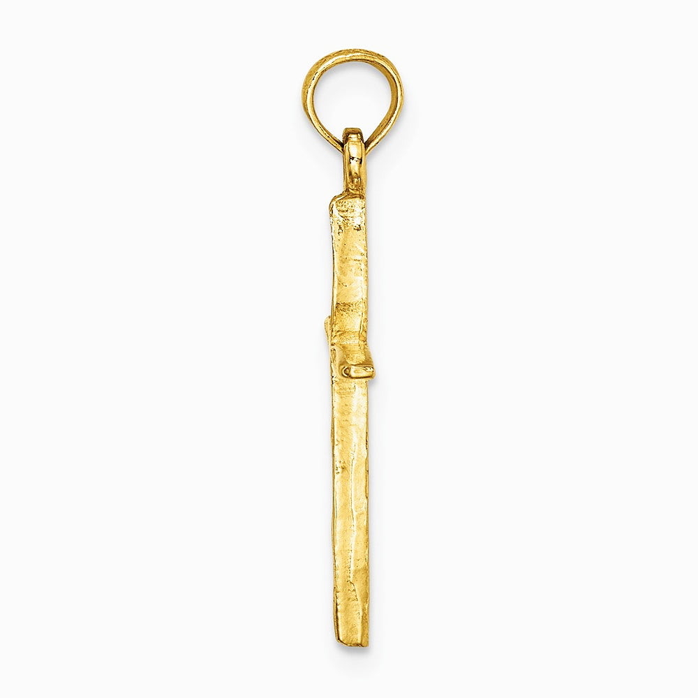 10K / 14K Yellow Gold Diamond-Cut with Tapered Ends Cross Charm - Product Photo