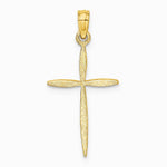 10K / 14K Yellow Gold Diamond-Cut with Tapered Ends Cross Charm - Product Photo