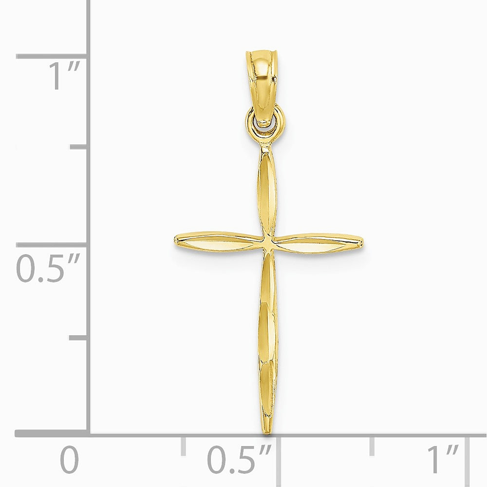 10K / 14K Yellow Gold Diamond-Cut with Tapered Ends Cross Charm - Product Photo