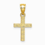 10K / 14K Yellow Gold Diamond Shape Center Mini Cross Charm - Product Photo