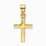 10K / 14K Yellow Gold Diamond Shape Center Mini Cross Charm - Product Photo