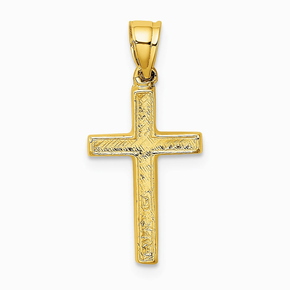 10K / 14K Yellow Gold Polished and Engraved Cross W/ Heart Center Charm - Product Photo